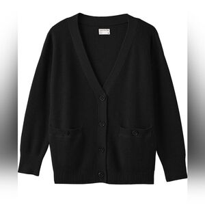 Frank & Oak 100% Cruelty-Free Black Merino Wool Cardigan Sweater